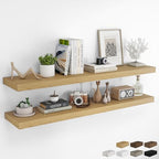 RICHFOCUS Long Floating Shelves for Wall 2Pack, Oak, 55" Lx8 D by RICHFOCUS