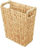 Coeusy 6 Gallon Wicker Trash Can with Wooden Handle,Wicker Waste Basket for Bathroom,Bedroom,Large Narrow Water Hyacinth Trash Basket,Rattan Boho Decor Farmhouse Bathroom Trash Can by WEAVECOMFORTINTOEVERYCORNER