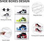 Clear Shoe Organizer,Stackable Shoe Display Case,Shoe Box Storage Bins with Magnetic Door,Fit Shoe Size Up to US 14 (X-Large-3Pack) - Image 3