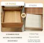 3 Pcs Wood Pegboard Drawer Organizer, Natural Wood, 17 x 5.91 Inch, Bamboo - Image 4