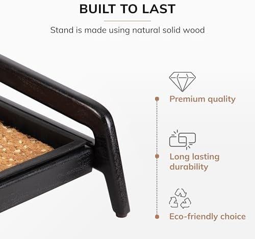 Anji Mountain Heavy Duty Waterproof Wooden Shoe Storage Mat Organizer/Boot Storage Tray Multi Use for Entryway with Coir, Tan and Khaki Insert, 1 Tier, Fits 2 Pair (26.5" Wide) - Image 3
