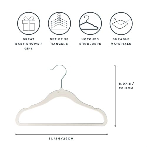 3 Sprouts Velvet Baby Hangers, Non Slip Slim, Cream, 30 Pack - Image 4