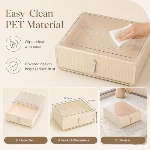 Bra Organizer for Closet, Stackable Pull-Out Drawer with Clear Top, Bra Storage Box for A-C Cup Bras, Teen Bras, Lingerie, Underwear, Socks, Scarves and Baby Clothes - Image 6