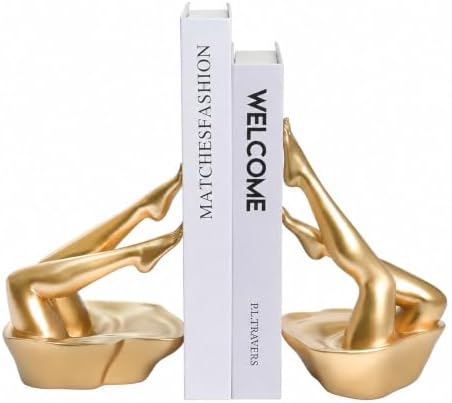 Gold Legs Sculpture Bookends for Shelves, Modern Resin Book Ends Decorative by Unknown