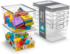 Sorbus Clear Toy Storage Bins with Lids, Stackable (Large, 4 Pack) by Sorbus