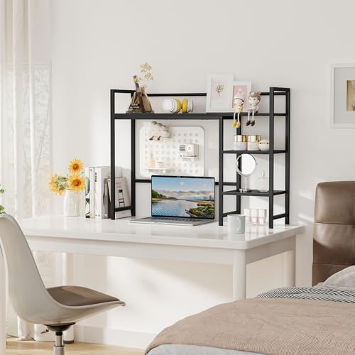 Snughome Desk Shelf, 38.6" Desk Hutch for Computer Monitor, Desktop Organizer Shelf, 4 Tier Desk Display Rack, Wood Desktop Bookshelf Storage Rack for Home Office Dorm, Black - Image 5