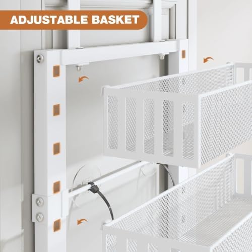 Over The Door Organizer, 6-Tier Heavy-Duty Metal Mesh Rack, Adjustable Large Baskets, 2-in-1 Hanging or Wall Mount Spice Rack, Behind The Door Organizer for Bedroom Closet Bathroom Pantry Kitchen - Image 4