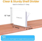 Shelf Dividers for Closet Organization – Acrylic Clear Sturdy Dividers to Keep Clothes, Sweaters & Purses Upright, Free-Standing for Wood Shelves, 10" Tall x 12" Deep, 8 Pack - Image 2