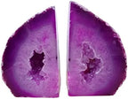 Agate Geode Bookends Dyed Pink 4-5 Lbs Large Stone Bookends 1 Pair Decorative Bookends for Shelves by XMHOME