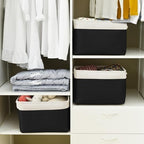TheWarmHome Storage Basket for Gifts Empty - Large Cubes 3 Pack 15.8x11.8x11.8 inch Storage Bins for Organizing Book Cloth Bathroom Toy (White & Black) - Image 4