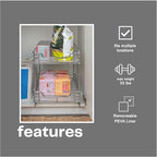 Household Essentials Glidez Chrome-Plated Steel Pull-Out/Slide-Out Storage Organizer with Plastic Liners for Under Cabinet Use - 2-Tier Design - Fits Standard Size Cabinet or Shelf, Chrome - Image 6