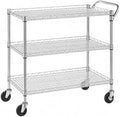 Heavy Duty 3 Tier Rolling Utility Kitchen Cart on Wheels,Large 45"L x 17 1/2"D x 45"H Metal Serving Cart Commercial Grade with Wire Shelving and Handle Bar for Office School Church Kitchen Hardware by Unknown