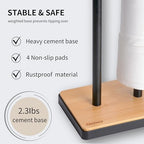 Clasin Home Toilet Paper Holder Stand, Free Standing Toilet Paper Holder with Storage and Top Shelf, Black Toilet Paper Stand Weighted Base with Bamboo Design for Bathroom - Image 4