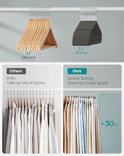 SONGMICS Velvet Hangers 50 Pack, Non-Slip Clothes Hangers, 17 x 8.3 Inches - Image 4