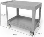Large Garage Flat Top Utility Cart, Heavy Duty 2 Shelf Tool Cart Service Cart Rolling Push Carts with Ergonomic Handle 5" Swivel Casters. - Image 2