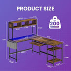 DUMOS 67" L Shaped Gaming Desk，Corner Computer Desk with Storage Shelf - Image 3