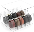 Large Acrylic Belt Organizer, Clear 10 Compartments Storage with Dust Cover, Display Holder by ACRYDECOR