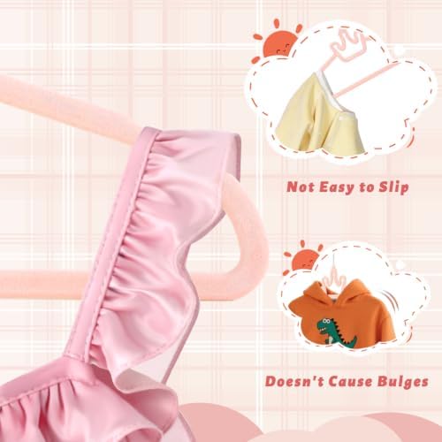 ManGotree 12.6" Kids Velvet Hangers Non-Slip Baby Hangers 48 Pack Pink - Image 5