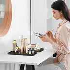 Weenson Bathroom Vanity Trays for Countertop Toiletries Decor Candle Perfume Makeup, Kitchen Tray for Soap Dispenser Spice Salt Oil, Black Tray for Toilet Tank Nightstand Coffee Set of 2 - Image 4