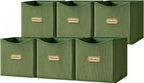 Corduroy Cube Storage Bin 10.2", Fabric Cube Organizer, Green, 6 Pack by Homsorout