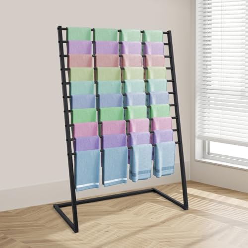 Scarf Display Stand, 10 Tier Metal Scarf Holder Organizer, Scarf Hanger Scarf Holder Scarf Organizer Belt Organizer Pants Rack Scarf Rack for Commercial Clothing Retail Store (Black, 100cm) - Image 2