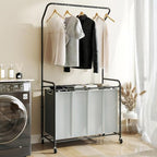 ROMOON Laundry Hamper Sorter Cart, 4 Section Organizer with Hanging Bar by ROMOON