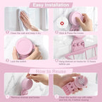 JOTPE Pink Suction Cup Shower Caddy, 2 Pack Bathroom Organizer with Hooks - Image 3
