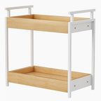 KLM Countertop Coffee Station Organizer, 2 Tier Wooden Shelf for Coffee Bar Accessories, Condiment Storage Caddy for Kitchen, Bathroom Counter Organizer, Home, Office - Natural by KLM