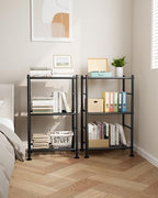 Sakugi 2-Pack Storage Shelves - 3-Tier Metal Wire Shelf Organizer, Slim Shelf Rack with Adjustable Feet for Laundry Room, Kitchen, Garage Organization, 18.2" x 12.3" x 30.4", Black - Image 2