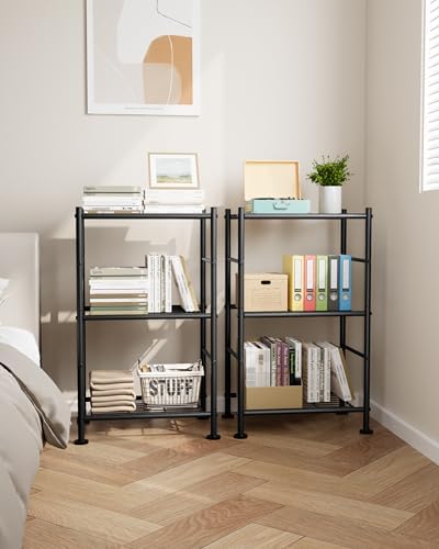 Sakugi 2-Pack Storage Shelves - 3-Tier Metal Wire Shelf Organizer, Slim Shelf Rack with Adjustable Feet for Laundry Room, Kitchen, Garage Organization, 18.2" x 12.3" x 30.4", Black - Image 2