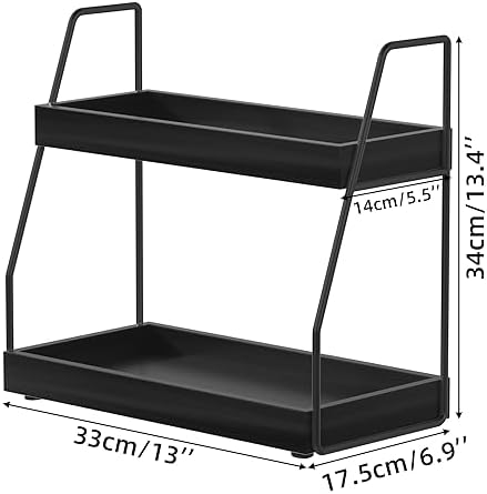 ZGO 2-Tier Modern Bathroom Counter Organizer, Wooden Sink Organizer Shelf for Vanity Storage, Makeup Bedroom Corner (Black Frame, 2 Shelves) - Image 3