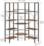 HOOBRO Industrial Corner Bookshelf, 5-Tier L-Shaped Bookcase, Open Display Storage Rack, Floor Standing Storage Shelf, for Living Room, Bedroom, Home Office, Rustic Brown and Black BF68SJ01 - Image 3