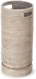 Kouboo La Jolla Rattan Umbrella Stand, Woven Storage Basket, White Wash by KOUBOO