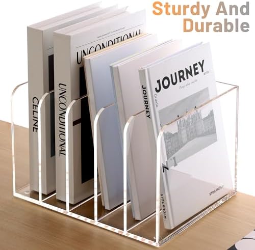 SANRUI Clear Acrylic File Organizer for Desk 5-Section Upright File Sorter - Image 4