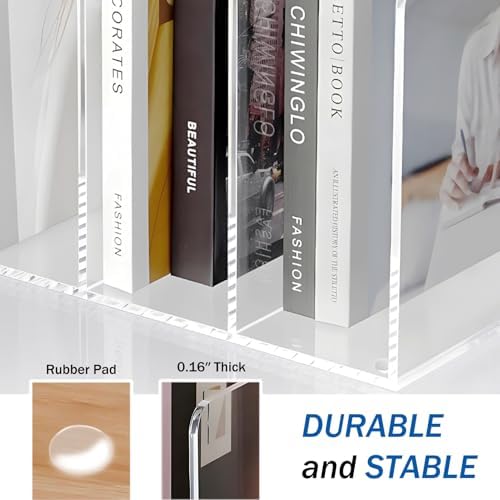 Clear Acrylic Magazine File Holder, 3 Compartment Vertical Desk File Organizer Rack for Folders, Documents, and Books, No Assembly Required, Non-Slip Base - 8.46 x 7.28 x 6.1 IN - Image 4