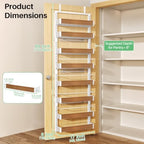 SNTD 8 Tiers Wooden Over the Door Organizer, 17" W x 6" D x 69" H, Walnut - Image 2