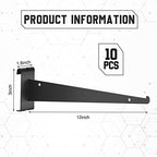 Blulu 10 Pcs 12" Gridwall Knife Shelf Bracket with Lip Metal Wire Gridwall Brackets Hooks Grid Wall Panels Hanger Heavy Duty Shelf Grid Wall Accessories for Home Business Boutique Display (Black) - Image 2