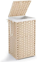 DUMOS Laundry Basket with Lid, 65L Wicker Laundry Hampers, Summer Sand by DumosLifestyle