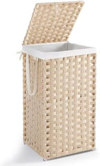 DUMOS Laundry Basket with Lid, 65L Wicker Laundry Hampers, Summer Sand by DumosLifestyle