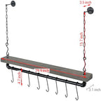 MyGift Wall Ceiling Pot Rack with Shelf, Black Pipe Cookware Organizer - Image 5