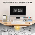 OPNICE Clear Acrylic Desk Organizers and Accessories, Dual Monitor Stand Riser with Drawer and 2 Pen Holders, Desk Shelf Printer Stand for Office Workspace Organizers, Desktop Organization (Transparent) - Image 5