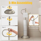 BESy Toilet Paper Holder Floor Stand, Bathroom Freestanding Nickel - Image 3