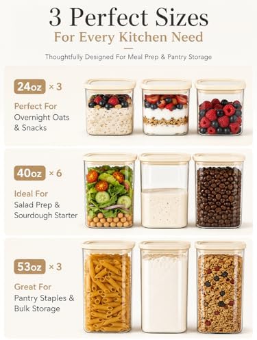 12-Pack Square Glass Pantry Storage Containers Set with Glass Lids - Image 3
