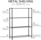 IZEUK 1400 LBS Garage Black Shelving Wide Storage Shelves 4 Tier Adjustable Heavy Duty Metal Wire Rack Standing Shelf Unit for Kitchen Office College Dorm Garage Warehouse 15.8" x 45.8"x 59.4" - Image 4