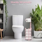 TomCare Toilet Paper Holder Stand Free Standing, Holds 4 Mega Rolls, Pink - Image 6