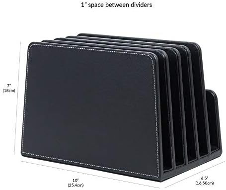 MobileVision Executive Black Desktop File Folder Paper Tray & Device Organizer 5 Slot Dividers - Image 2
