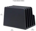 MobileVision Executive Black Desktop File Folder Paper Tray & Device Organizer 5 Slot Dividers - Image 2