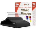 Black Velvet Hangers 150 Pack – 360° Swivel Hook, Non-Slip and Space Saving Hangers, Heavy-Duty 11 lbs Weight Capacity - Smooth Velvet Finish for Crease-Free Clothes and Effortless Closet Organization by Campior