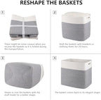 OIAHOMY 2 PACK Tall Storage baskets 55L Blanket Basket Living Room Grey - Image 7