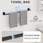 KLJKPA 8-Piece Black Bathroom Hardware Set, 24 inch Towel Bar - Image 3